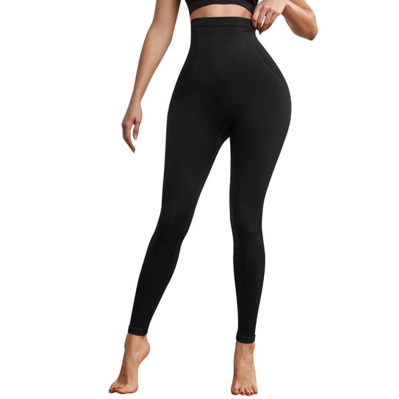Athlemo Women's Slimming Anti Cellulite Compression Leggings Leg Shaper High Waist Black Pants Black