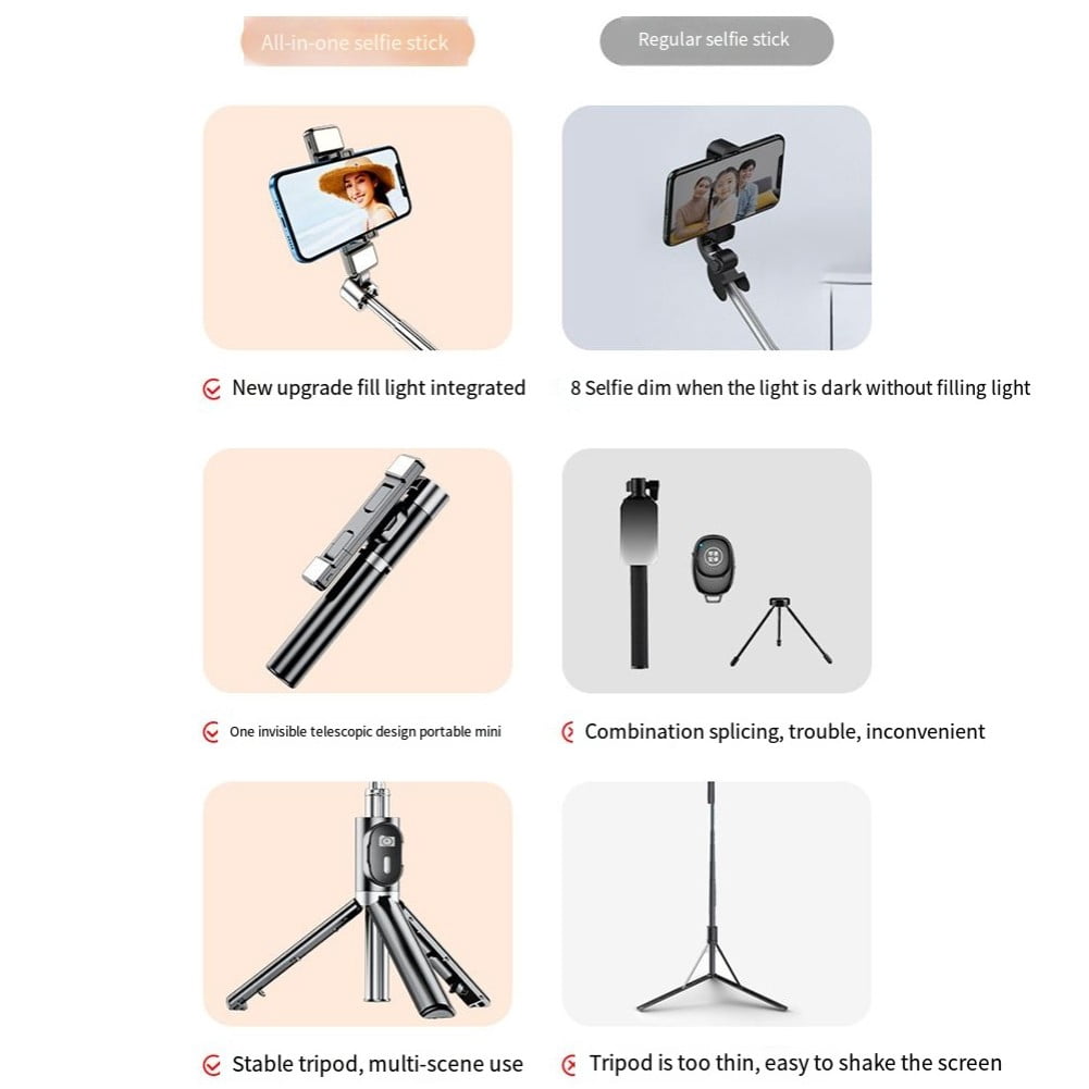 NovaSpark Convenient Floor Selfie Stick with integrated Tripod Telescopic Phone Stand and Holder for Seamless Content Creation