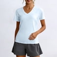thumbnail image 3 of hoksml Women's V-Neck Short Sleeve Workout Shirt with Breathable Mesh Panels, Quick Dry Athletic Top for Running Yoga Gym, 3 of 6