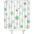 thumbnail image 3 of Christmas Snowflake Shower Curtain Winter Snowy Green Gray Merry Christmas Holidy Fabric Bathroom Curtain Set with Hooks(70" WX70 H), 3 of 4