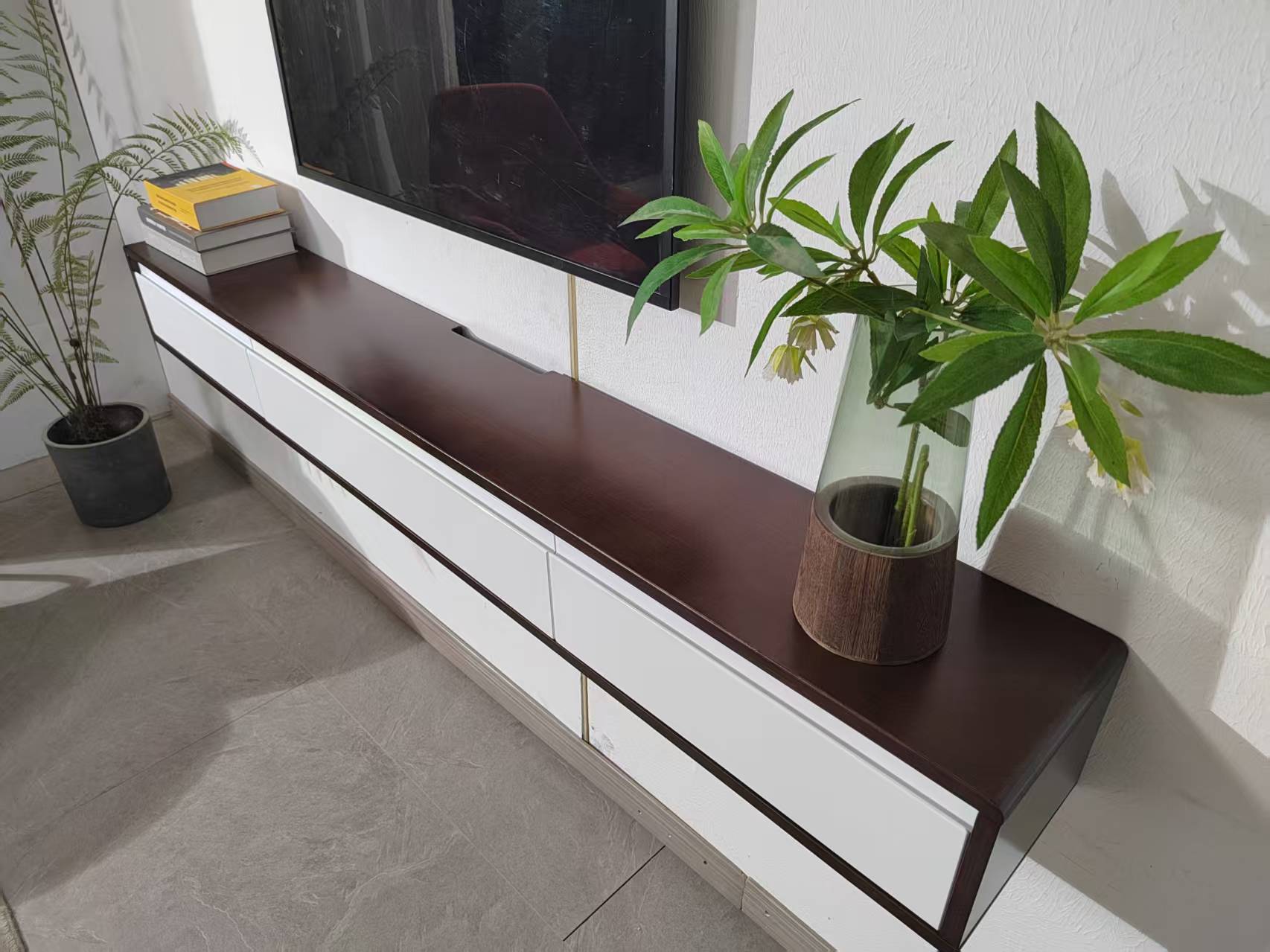 FloatiCasa 86" Floating TV Stand Wall Mounted Floating TV Shelf for TVs up to 90" Floating TV Console with 4 High Gloss Doors