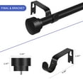 thumbnail image 6 of Meriville 1-Inch Side Curtain Rod Set with End Cap Finials, Adjustable 12-20 Inches, Set of 2, Black, 6 of 7