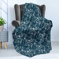 thumbnail image 4 of Blue and White Soft Flannel Fleece Blanket, Hand Drawn Style Various Sea Shells Aquatic Marine Wildlife Theme, Cozy Plush for Indoor and Outdoor Use, 50" x 60", Dark Blue and White, by Ambesonne, 4 of 5