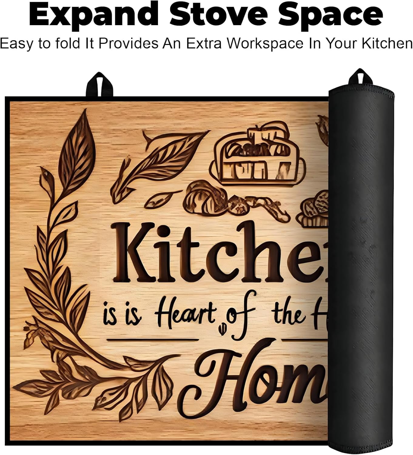 Heat-Resistant Glass Stove Top Cover with Anti-Slip Rubber Coating – Electric Stove Protector, Scratch-Resistant, Counter Space Decor Mat (kitchen, 28.5"L x 20.5"W)