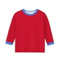 thumbnail image 4 of Piuwrlz Summer 3/4 Short Sleeve T-Shirts Kids Girls Round Neck Casual Sweatshirts Solid Color Round Neck Shirt Tops Red Size 5 Years, 4 of 6