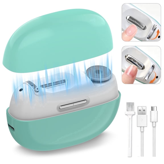 Electric Nail Clipper for Seniors, 2 Opening Sizes for Thick and Thin Nails, Fast & Safe Trimming Mint Green