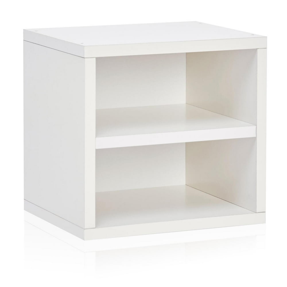 Way Basics Eco Stackable Connect Storage Cube with Shelf and Cubby Organizer, White Walmart