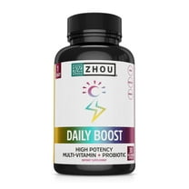 Zhou Nutrition Daily Boost Multivitamin with Probiotic | Vegan | Gluten Free | Soy Free | 30 servings