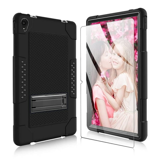 FIEWESEY for Lenovo Tab P11 Case,Heavy-Duty Drop-Proof Shock-Resistant Rugged Protective case(with Stand) for Lenovo Tab P11/P11 Plus 11 inch Tablet Screen Protector(Black/Black 1 Pack)