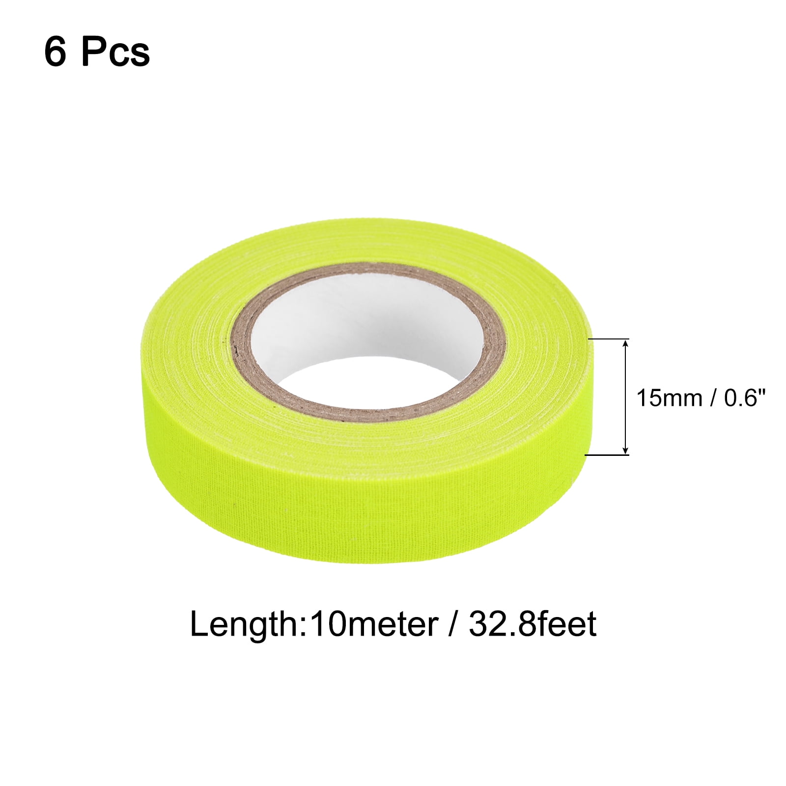 Uxcell 6Rolls 0.6inch x 32.8feet Neon Gaffers Cloth Tape Glow in the Dark Tape, Yellow