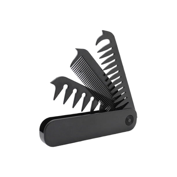 Peine plegable con dientes anchos y finos, peine de bolsillo plegable para viajes, ideal para hombres, gimnasio y para ir al trabajo.