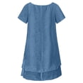 thumbnail image 6 of Afdoent Women's Dresses Everyday Casual Dress Loose Fit Short Sleeve Solid Color Layered Neck Midi Dress For Comfort Boho Beach Dress, 6 of 6
