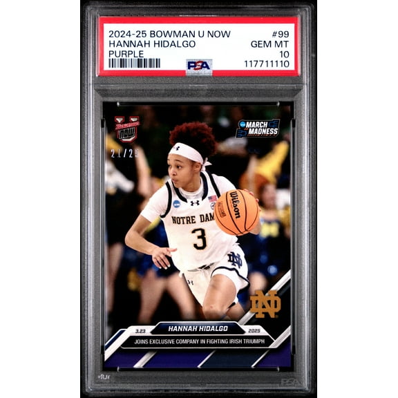 Graded 2024 Topps Bowman U Now Hannah Hidalgo #99 Purple /25 Rookie RC Basketball Card PSA 10 Gem Mint