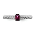 thumbnail image 4 of 925 Sterling Silver Stackable Expressions Created Ruby Single Stone Ring Size: 8; for Adults and Teens; for Women and Men, 4 of 5