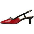 thumbnail image 2 of Journee Womens Padma Sling Back Pointed Toe Kitten Heel Pumps, Widths Available, 2 of 9