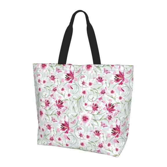 Yiaed Lilies Flowers Print Handbag for Women Tote Purse Shoulder Bag Large Fashion Hobo Purse Handbag Shopping Tote