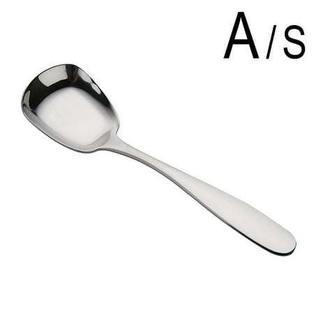 

1 Pc Steel Square Thickened Dinner Head Plain Spoon Soup Spoon Flat V5G5