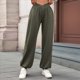thumbnail image 5 of Pantalones Deportivos de Cintura Alta con Bolsillos para Mujer, Pantalones de Yoga Holgados e Informales Verde L, 5 of 10