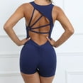 thumbnail image 7 of Womens Open Back Jumpsuits One Piece Shorts Bodysuit Rompers Yoga Sleeveless Hollow-out V Neck Bodycon Outfits (Large, Navy), 7 of 7