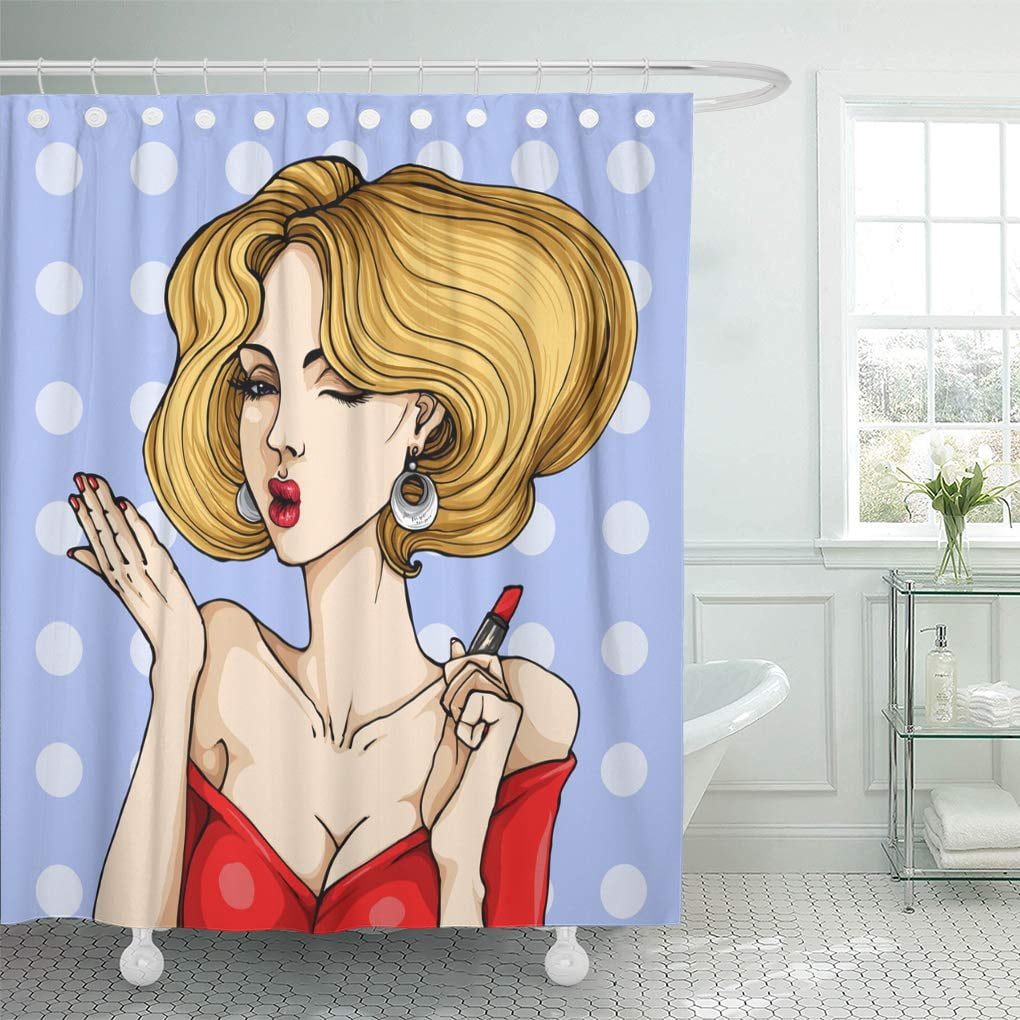 XDDJA Vector Pop Art Pin Up Illustration of a Young Beautiful Shower