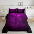 thumbnail image 2 of Feelyou Spooky Ghost Full Size Comforter Sets, Gothic Halloween Bedding Comforter Set, Magenta Purple, Black Reversible, 3 Pieces, 1 Comforter and 2 Pillowcases, 2 of 7