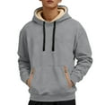 thumbnail image 5 of DIOAZUD Men's Pullover Hoodie Thick Sherpa Lined Kangaroo Pocket Winter Warm Fleece Hoodie Athletic Sweatshirts for Men, 5 of 10