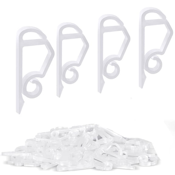 LEXSOMEO 50pcs Light Clips for Outdoor String Lights White Plastic Hooks for Holiday Decorations Weatherproof Gutter Clips for Christmas Lights Heavy Duty Hanging Hooks for Roof and Deck