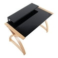 thumbnail image 6 of Indoor Home Office Furniture Bentley Mid-Century Modern Office Desk In Natural Wood And Black Glass, 6 of 7