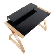 Indoor Home Office Furniture Bentley Mid-Century Modern Office Desk In Natural Wood And Black Glass