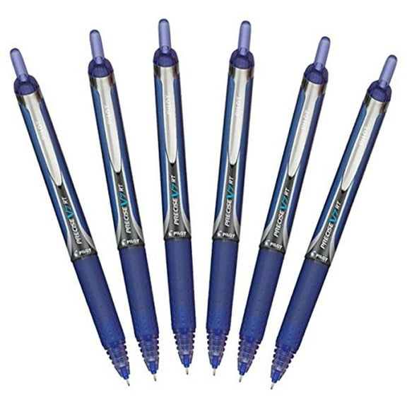Pilot Precise V7 RT Retractable Rolling Ball Pens, Fine Point, Blue Ink, 6 Pack
