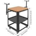 thumbnail image 5 of Rolling Planer Stand, 550 lbs Load 2-Tier Tool Stand with 4 Wheels, Height Adjustable Miter Saw Planer Table with 2 Extension Rollers for Most Planers, Saws, -top ,   (Black, Wooden Desktop), 5 of 9