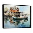 thumbnail image 2 of Designart "Reflective Moments at the Harbor Port IV" Nautical & Beach Floater Framed Wall Art Print, 2 of 7