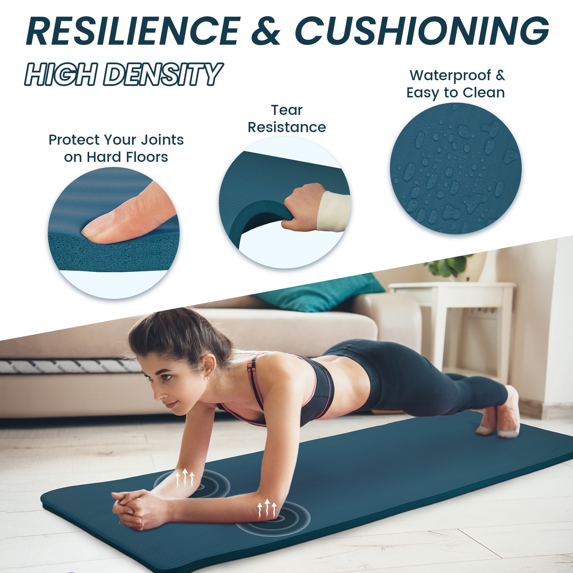 Sprint Demon Extra Thick 1" Yoga Mat - 71"x24" Non-Slip Exercise Mat with Carrying Strap, High Density Foam for Spine & Joint Support, Easy Clean & Portable for Hom，Travel，Gym