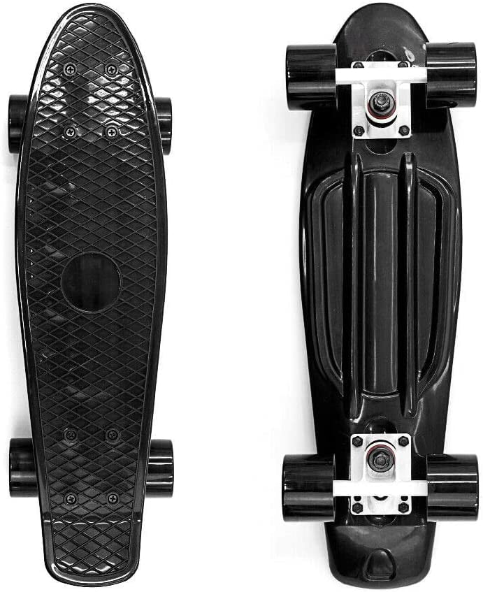 Black Skateboard with Black Wheels Fully Assembled Cruiser Board 22