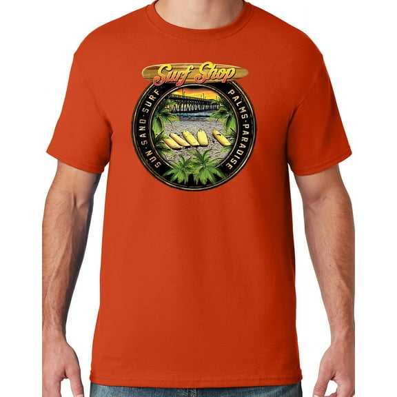 Mens Manu Bay Surf Company CIRCLE SURFING T-shirt, 5XL Burnt Orange