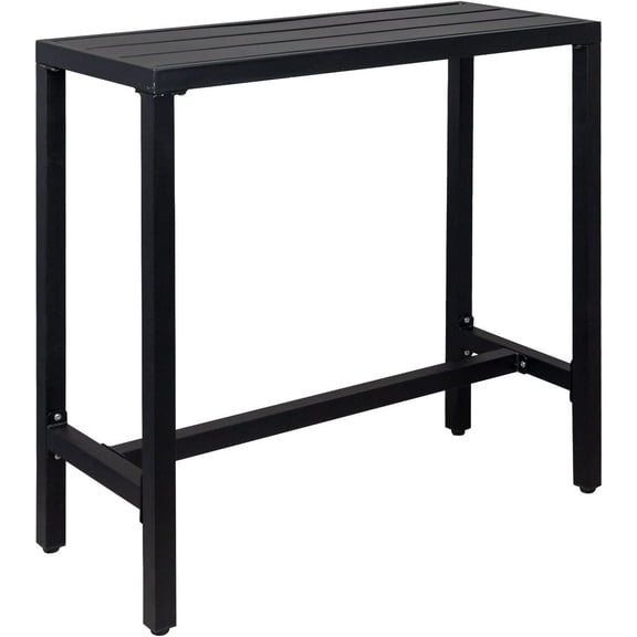 40" Black Patio Bar Height Table Outdoor Bar Table Black Patio Bar Table, Outdoor Console Tables Pub Table for Patio High Top Table Bar Tables Ideal for Backyard, Poolside, Garden Outdoor Bar Table
