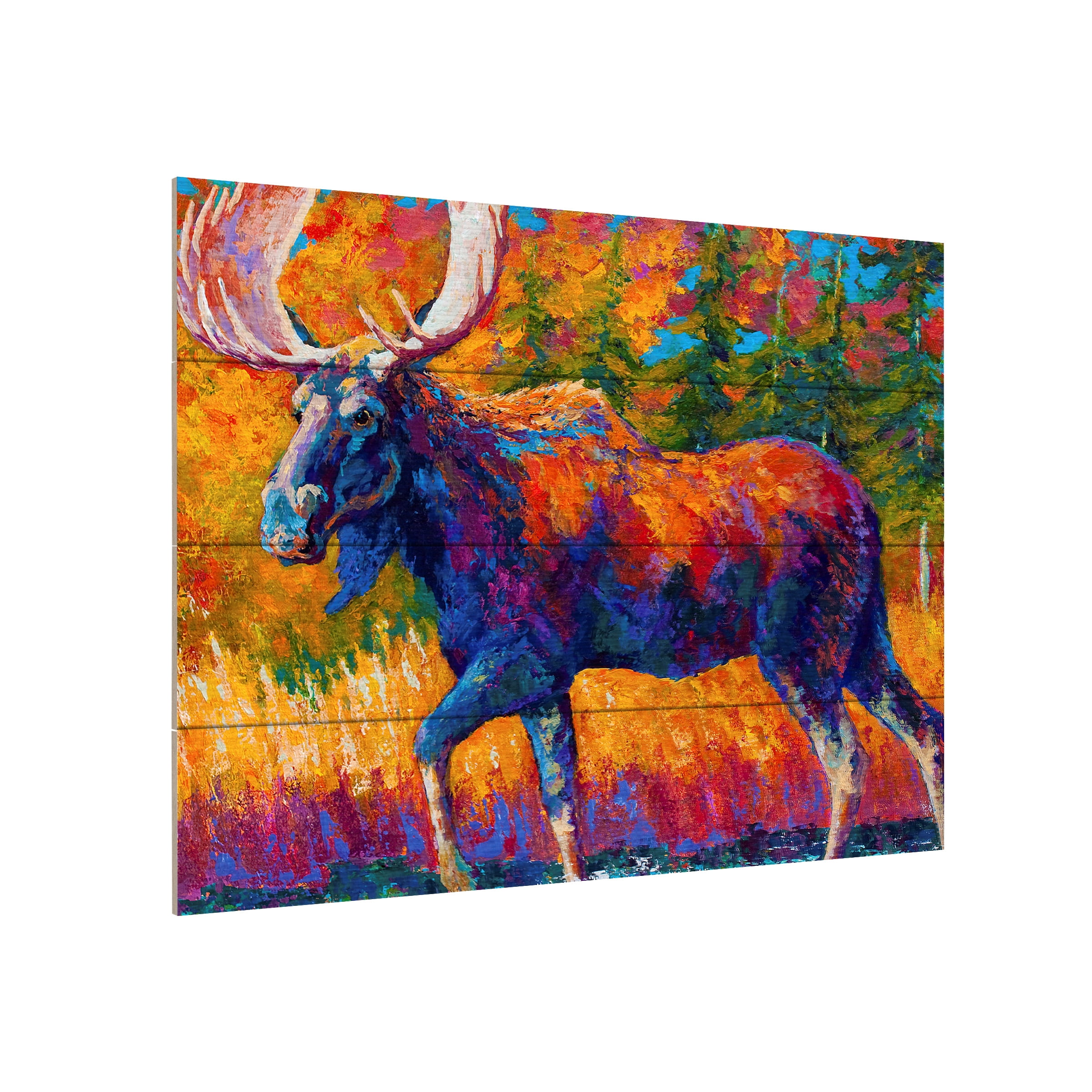 Marion Rose 'Moose Encounter' Wood Slat Art