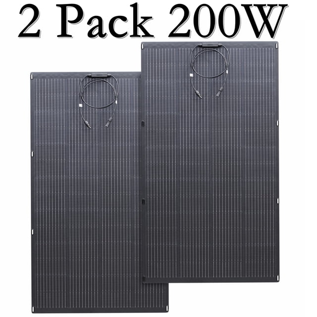 ALLPOWERS 2 Pack 200 Watt Solar Panel, Flexible, Monocrystalline, IP68 Waterproof, Portable Solar Panel Charger for Camping, RV, Boat, Motorhomes, Home Backup, Generator, Power Station