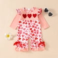 thumbnail image 2 of WEIYLL Girls Bodysuits Crawling Embroidered Spring Autumn Short Sleeve Rufffle Red Toddler Playsuit for 0-3 Months, 2 of 6