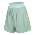 thumbnail image 4 of Dreluolixuan Womens Athletic Shorts with Liner High Waist Shorts Breathable Pants Quick Drying Baggy Shorts Comfy Stretch Elagant Work Shorts Green XL, 4 of 4