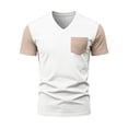 thumbnail image 6 of Fabrcox S-4XL Mens Short Sleeve Shirt Big and Tall V Neck T Shirts for Men Color Block Outdoor Running Mens Summer Shirts with Pocket, 6 of 8