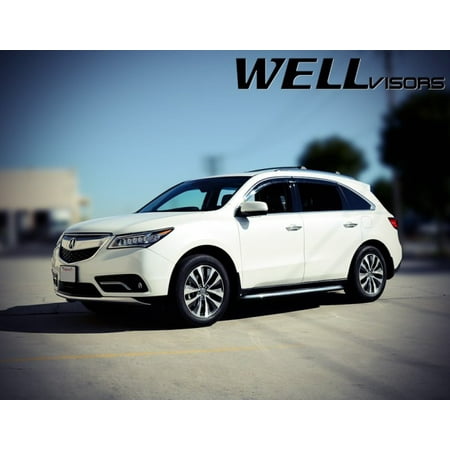 Fox Chrome Arm Guard - Replacement For 2014-Present Acura MDX CLIP-ON CHROME TRIM Smoke Tinted Side Rain Guard Window Visors Deflectors 3-847AC008