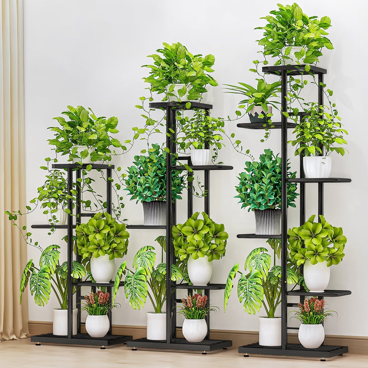 15" 2 PCS Iron Plant Stand Planter Holder Flower Shelf Rack Garden Decoration