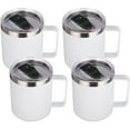 thumbnail image 1 of Volhoply Tasse à Café en Acier Inoxydable Isolée 14oz avec Couvercle en Vrac, Lot de 4, Tasse à Café de Voyage à Double Paroi sous Vide avec Poignée, Gobelet Tasses en Métal Réutilisables, Tasses de Camping Gardent au Chaud, Cadeaux de Noël (Blanc, 4), 1 of 6