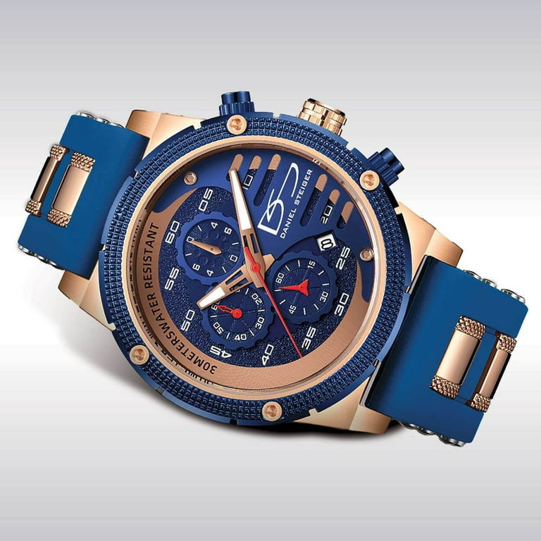 Daniel Steiger Renegade Men's Watch - Split-Second Chronograph Sports Watch  - Silicone Strap - Rose Gold Plating