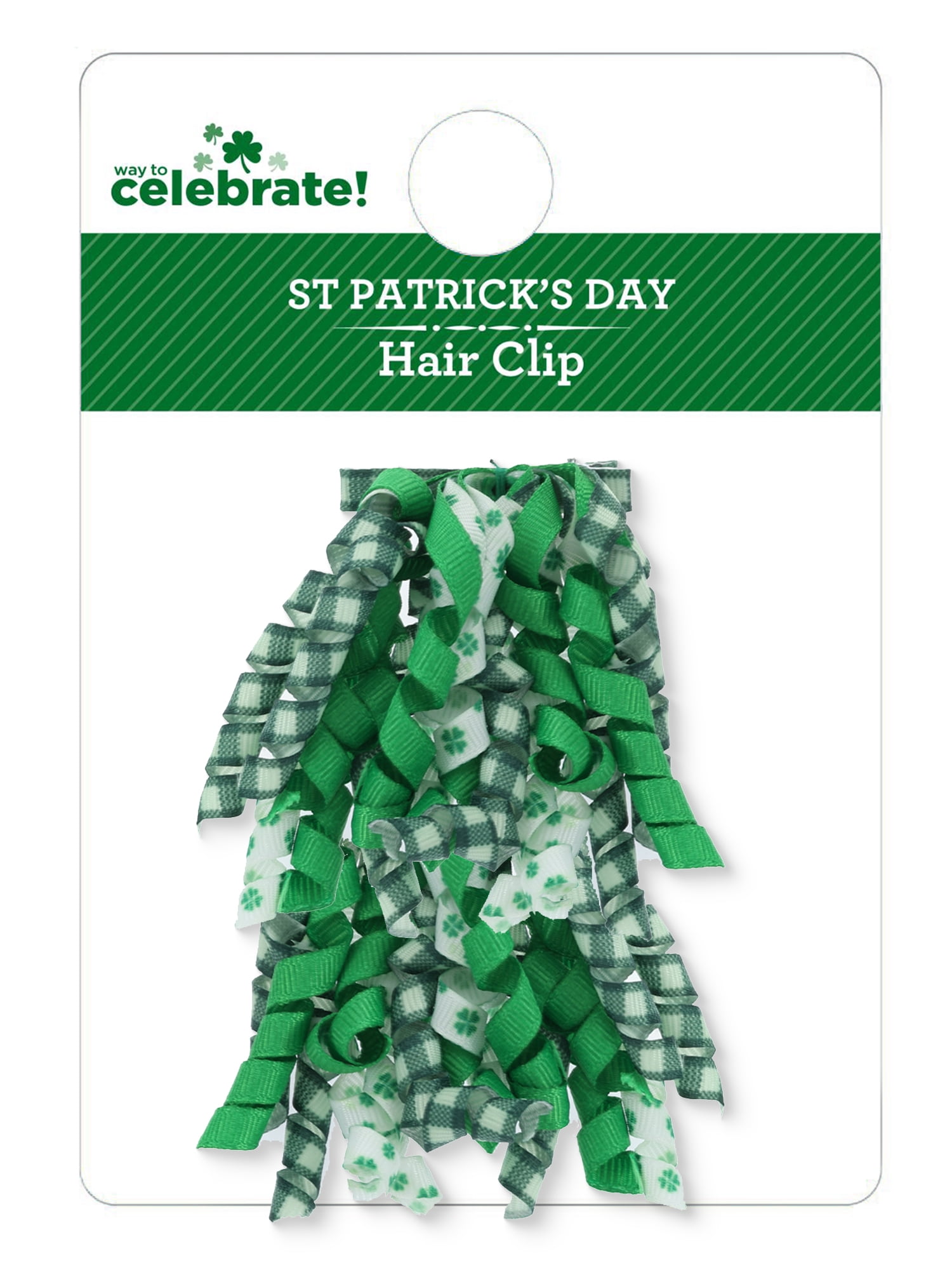 Way to Celebrate St. Patrick's Day Curly Twist Green Hair Bow, 2 Pieces