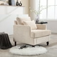 thumbnail image 4 of Gzxs Modern Accent Chair in Beige Chenille, Mid Century Upholstered Sofa Chair, Accent Reading Chair with Padded Seat and Rubber Wood Legs, for Living Room & Bedroom, 4 of 10