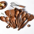 thumbnail image 4 of fastboy Brown Premium Wooden Spoons For Cooking Home Kitchen Experience Beautiful Texture Kitchen Utensils Soup Ladle 1Set, 4 of 6