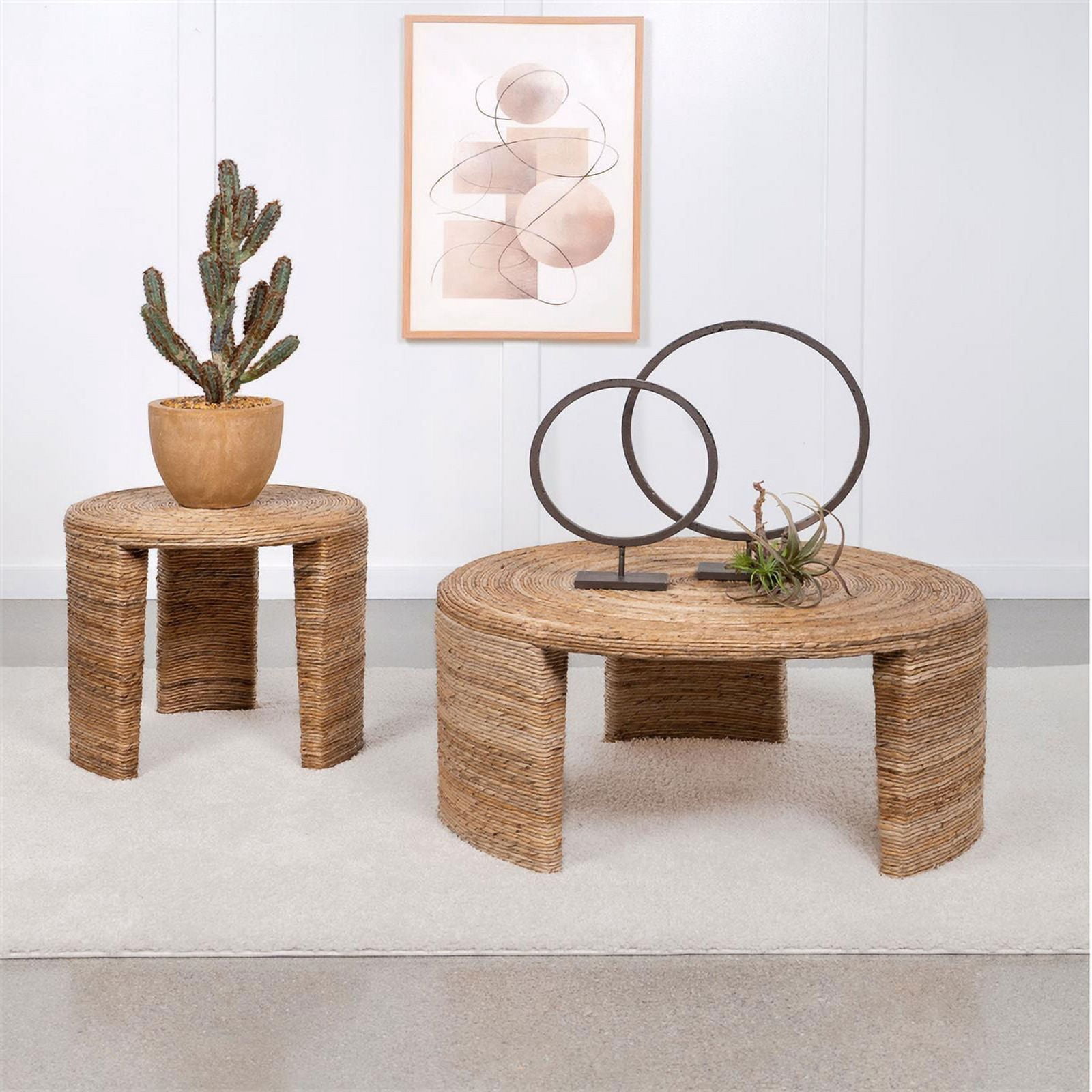 Morena Round End Table with Tawny Tempered Glass Top Brushed Bronze