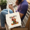 thumbnail image 4 of Merry Christmas Santa Vizsla Scarf Twinkling Lights Xmas Holiday Canvas Tote Bag Vizslas Dog Lover Gifts Idea Reusable Shopping Grocery Bag - 00022, 4 of 5